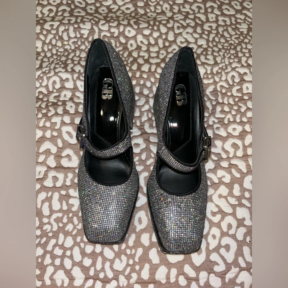 Gianni Bini chunky heel glitter pumps